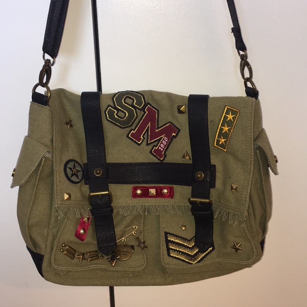 Steve Madden Army Patch Embroidered Messenger Bag